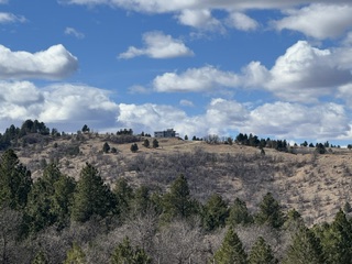 The property in winter, seen from a distance