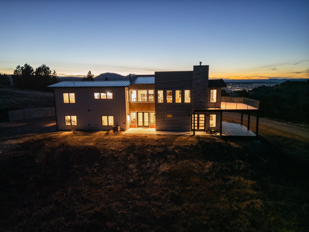 Rear elevation at dusk